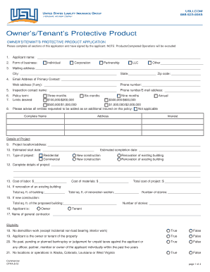 Owner's/Tenant's Protective Product Application
