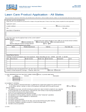 Lawn Care Liability Insurance Application