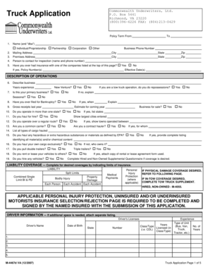 Truck Insurance Application