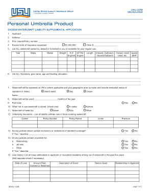 Excess Watercraft Liability Supplemental Application