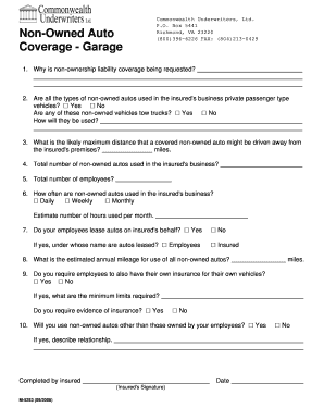 Non-Owned Auto Coverage Form