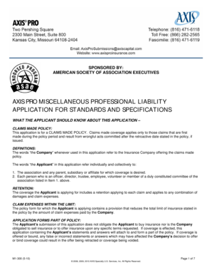 Professional Liability Insurance Application