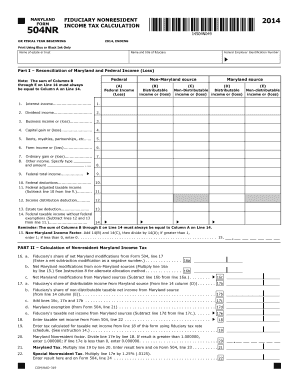 Maryland Fiduciary Nonresident Income Tax Form 504NR