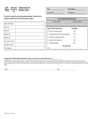 Maryland Motor Fuel Refund Claim Form