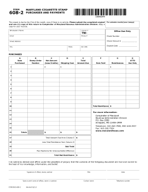Maryland Cigarette Stamp Report