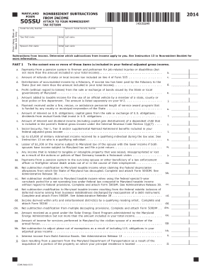 Maryland Nonresident Subtractions Form 505SU