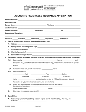 Accounts Receivable Insurance Application
