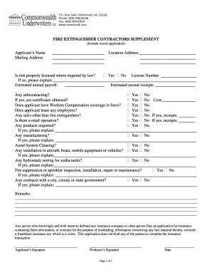 Fire Extinguisher Contractors Supplement Form