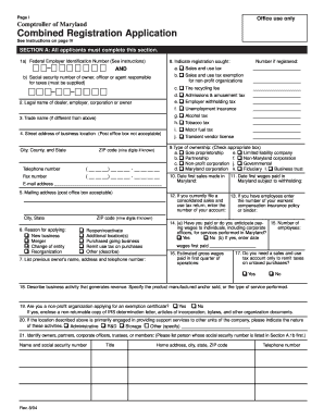 Maryland Combined Registration Application