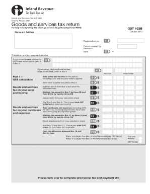 New Zealand GST 103B Return