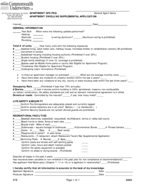 Apartment Dwelling Supplemental Application