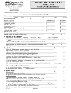 Commercial Crime Policy Application