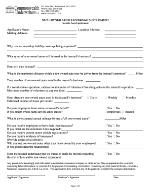 Non-Owned Auto Coverage Supplement