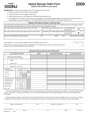 Injured Spouse Claim Form 2009