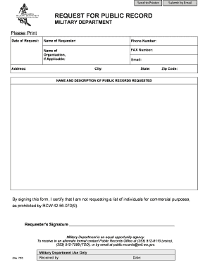 Washington State Military Public Records Request Form