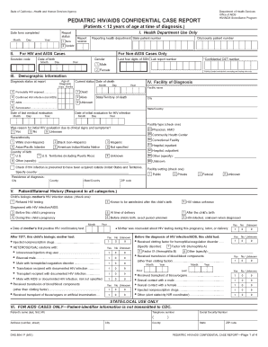 California Pediatric HIV/AIDS Confidential Case Report