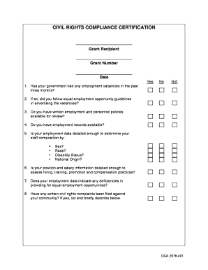 Civil Rights Compliance Certification