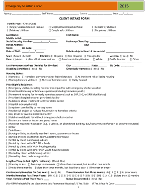 Emergency Solutions Grant Client Intake Form