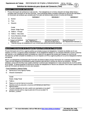 Solicitud de Asistencia para Ajuste del Comercio (TAA)