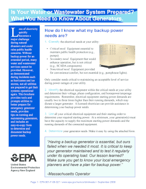 Emergency Generator Information Form