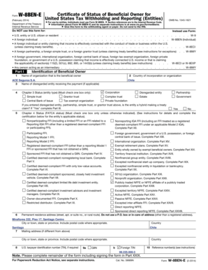 Form W-8BEN-E Certificate of Status of Beneficial Owner