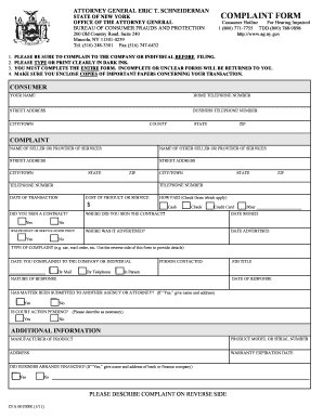 New York Consumer Complaint Form