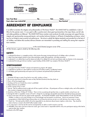 Dance Worlds Compliance Agreement