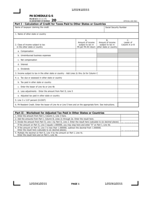 PA Schedule G-S Tax Credit Form