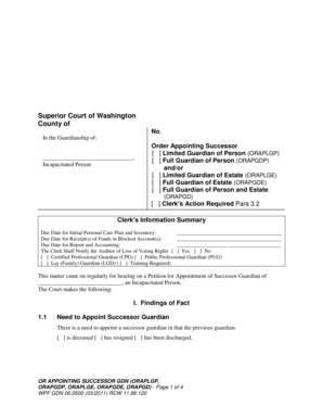 Washington Successor Guardian Appointment Order