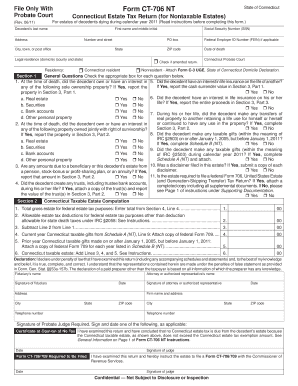 Connecticut Estate Tax Return Form CT-706 NT
