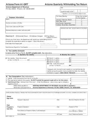 Arizona Quarterly Withholding Tax Return