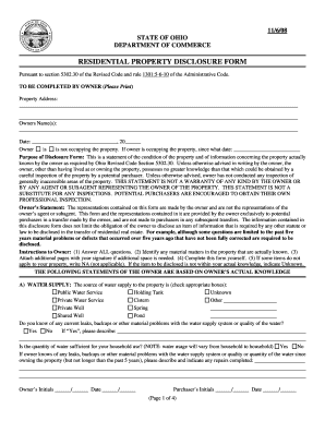 Ohio Residential Property Disclosure Form