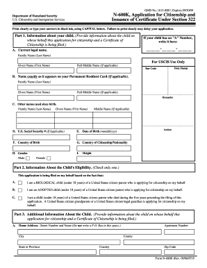 USCIS Form N-600K Application for Citizenship