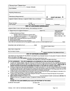 Writ of Continuing Garnishment