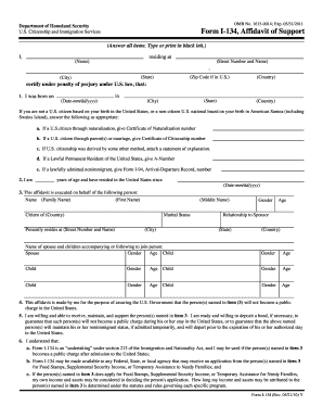 USCIS Form I-134 Affidavit of Support