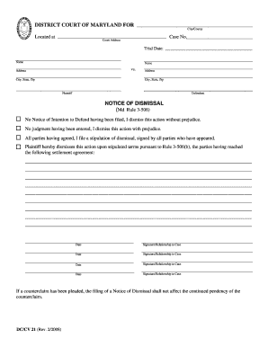 Notice of Dismissal