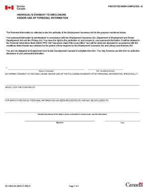 Canada Individual Consent to Disclosure of Personal Information