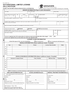 Pennsylvania Occupational Limited License Petition