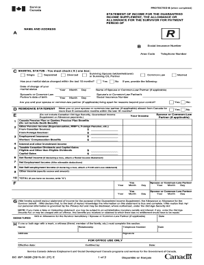 Canada Guaranteed Income Supplement Statement of Income