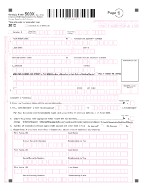 Georgia Form 500X Amended Individual Income Tax Return
