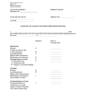 Vermont Probate Court Form 56