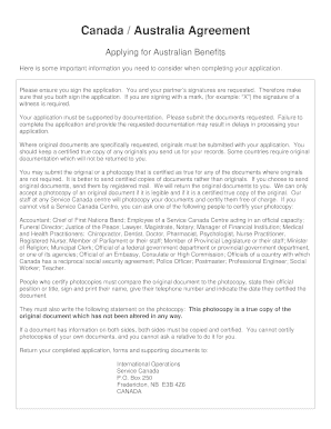 Australia-Canada Pension Application Form
