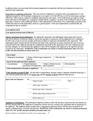 SBA Form 159 Fee Disclosure and Compensation Agreement