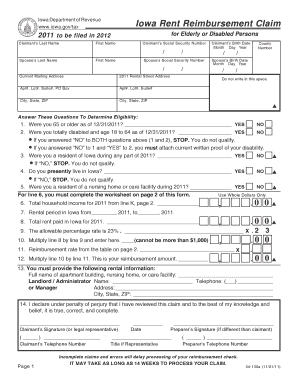 Iowa Rent Reimbursement Claim
