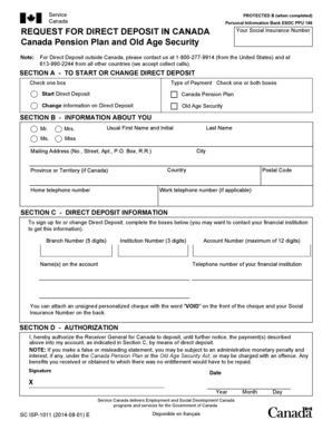 Canada Direct Deposit Request Form