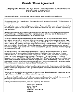 Canada Korea Pension Application Form