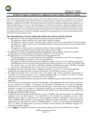 HUBZone Program Certification for Tribal Governments