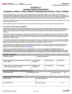 Housing Inspection Report for Seasonal Agricultural Workers