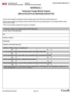 Temporary Foreign Worker Bedroom Description Form