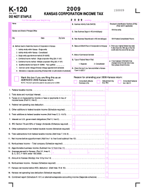Kansas Corporation Income Tax Form K-120